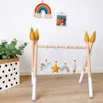 Ins Nordic Style Baby Gym Play Nursery Sensory Ring-pull Toy Wooden Frame Infant Room Toddler Clothes Rack Gift Kids Room Decor